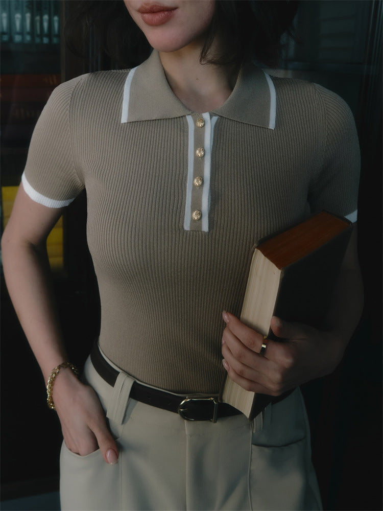 Maglietta Polo Donna - A Ribbed Preppy