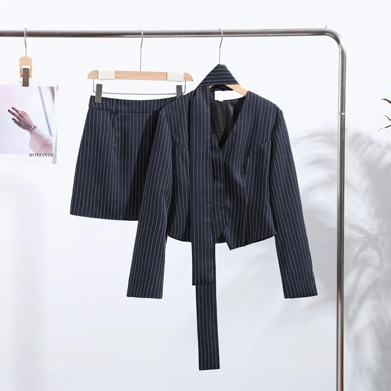 Completo Giacca e Gonna Gessato Donna