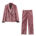 Completo Velluto Donna Rosa con Piume