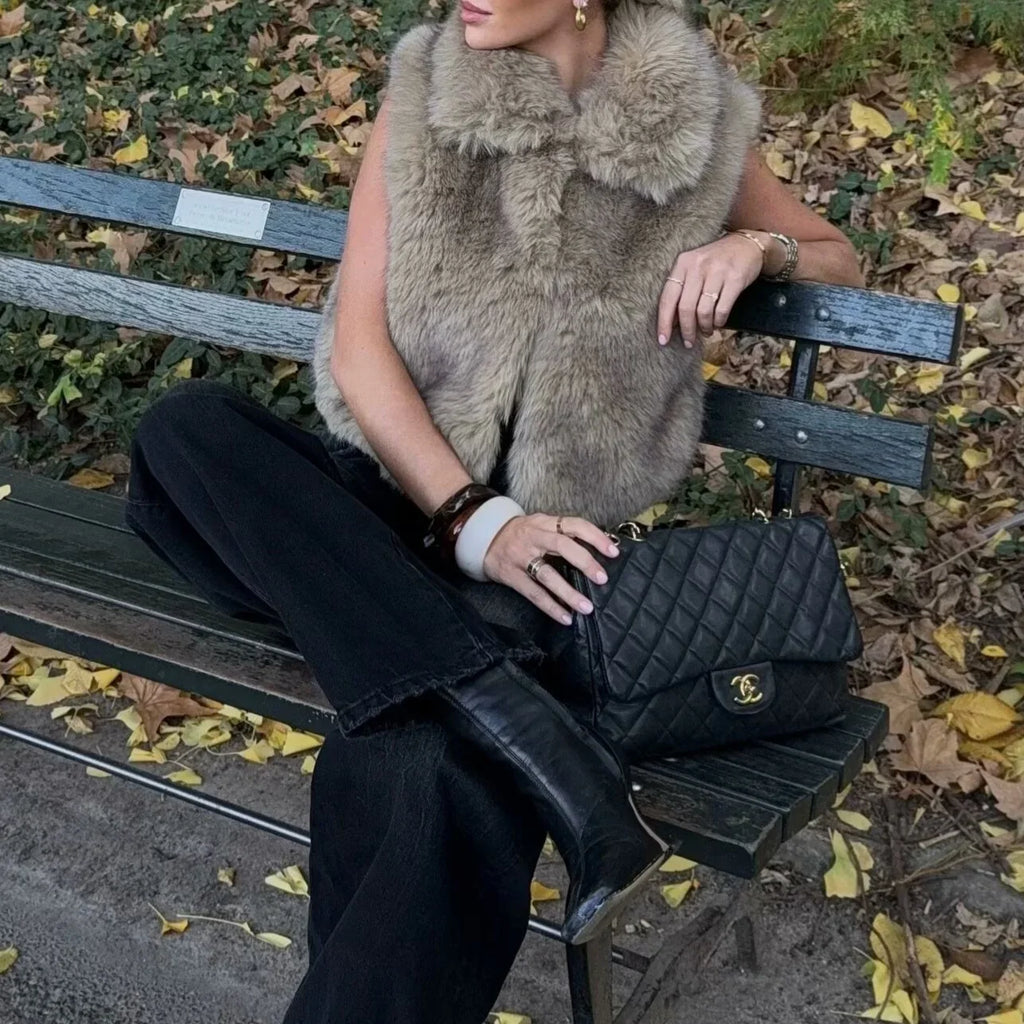 Gilet Smanicato Pelliccia Donna