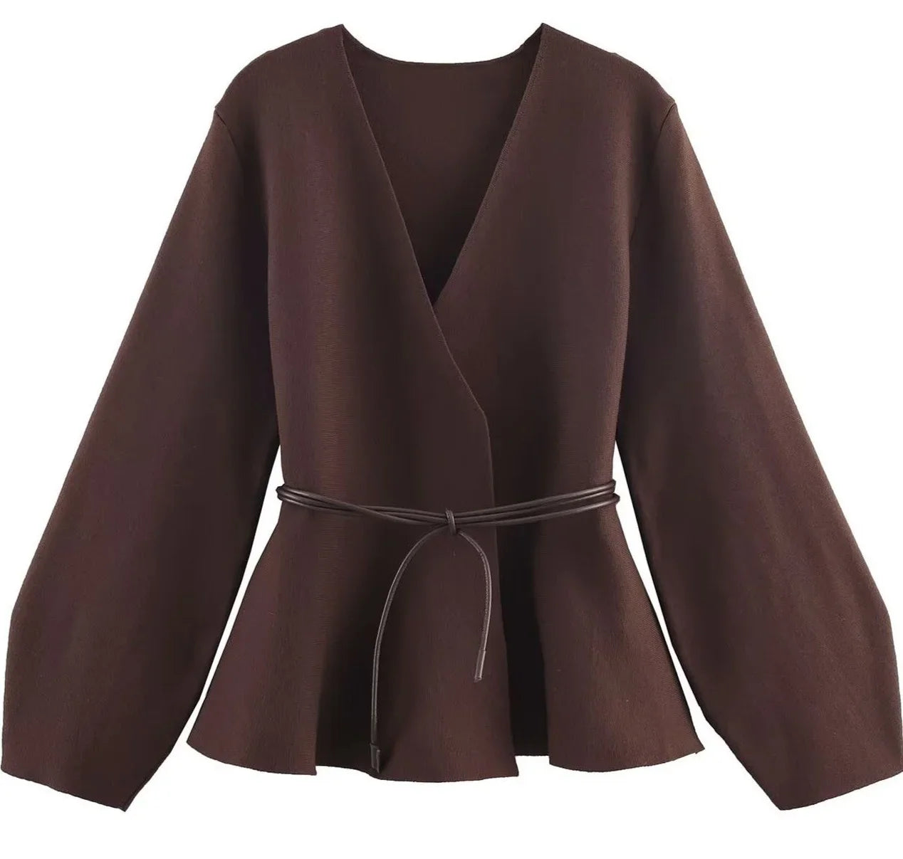Giacca Kimono Donna con Cintura Marrone