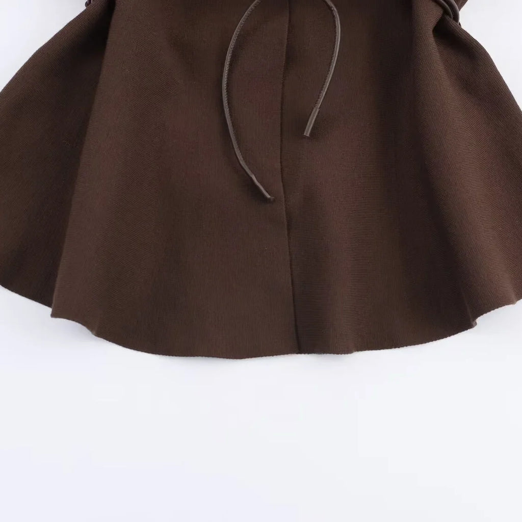 Giacca Kimono Donna con Cintura Marrone