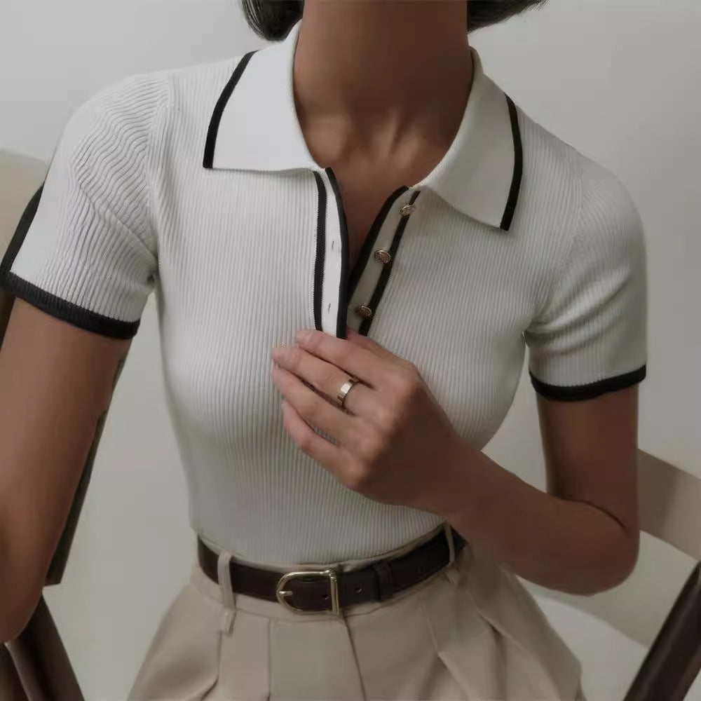 Maglietta Polo Donna - A Ribbed Preppy