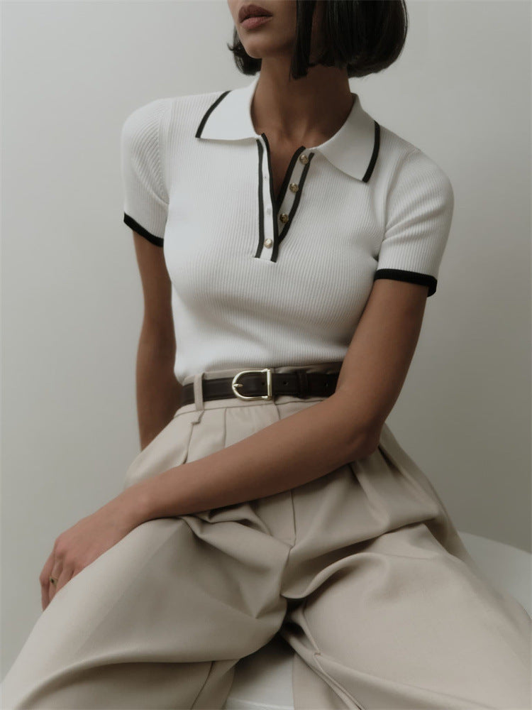 Maglietta Polo Donna - A Ribbed Preppy